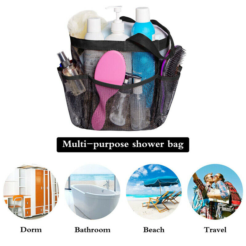 Badeværelse arrangør pakke mesh brusebad caddy badeværelse bære tote toiletartikler bad legetøj sugekop taske arrangør kurv