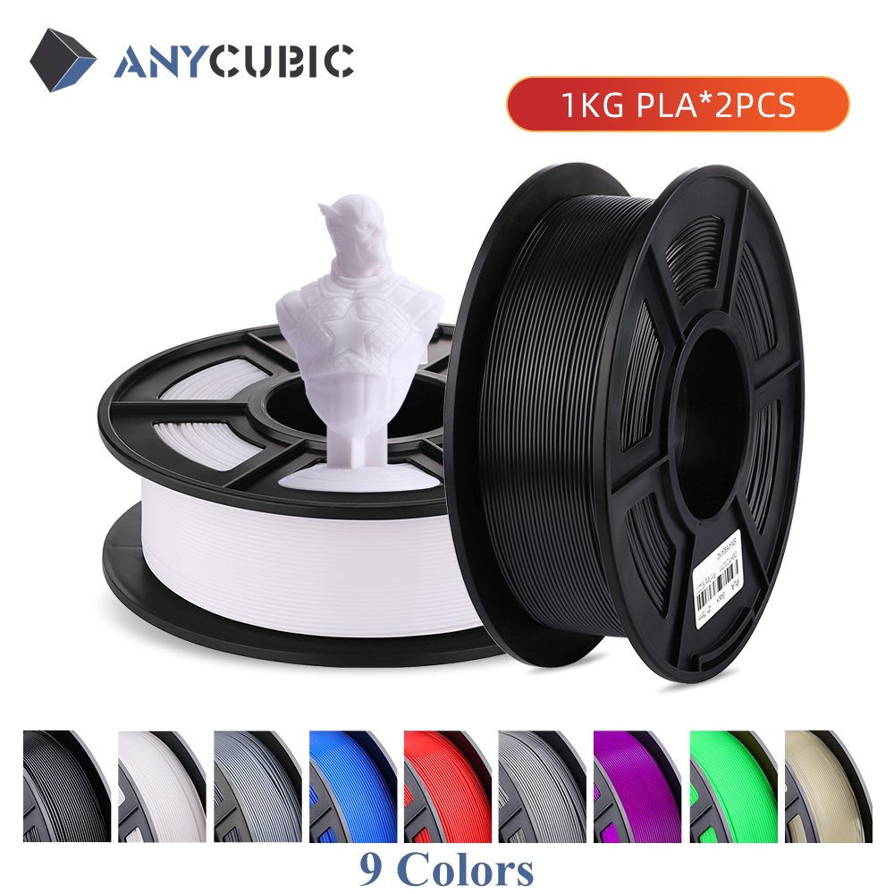 2 pieces/lot ANYCUBIC 1.75mm PLA Filament 1KG/Roll Neat Spool No Bubble Tangle Print Smoothly ECO-friendly For Mega Chiron Vyper