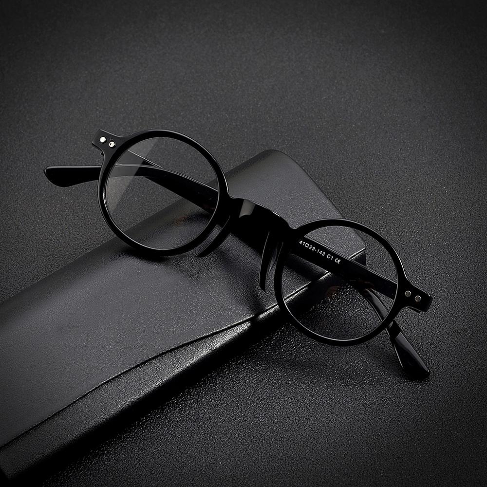 Gafas redondas de acetato de para hombres y mujeres, montura para gafas Ópticas Clásicas, graduadas, hechas a mano, Retro: Black