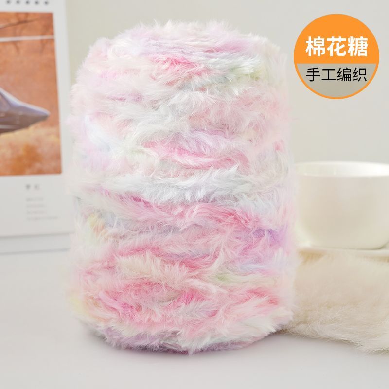 Imitation Mink Fur Yarn Hand Woven High-end DIY Hook Hat Hook Scarf Sweater Slippers Soft Fur Coarse Yarn Crochet Handmade Scarf: army green