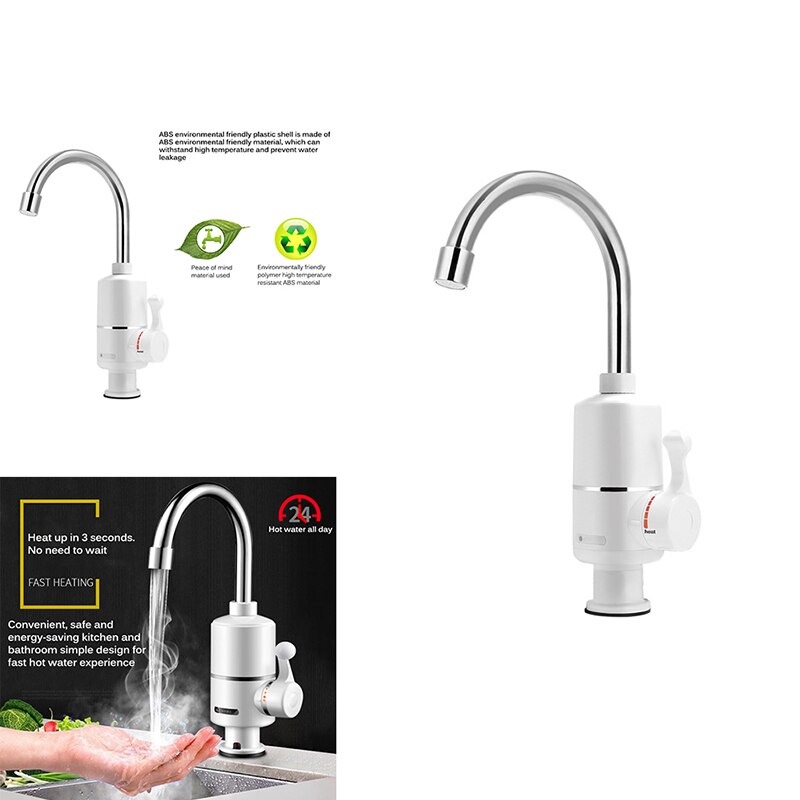 Instant Heating Kitchen Faucet Kitchen Bathroom Water Heater Tap Economic Home Improvement White Color US Plug