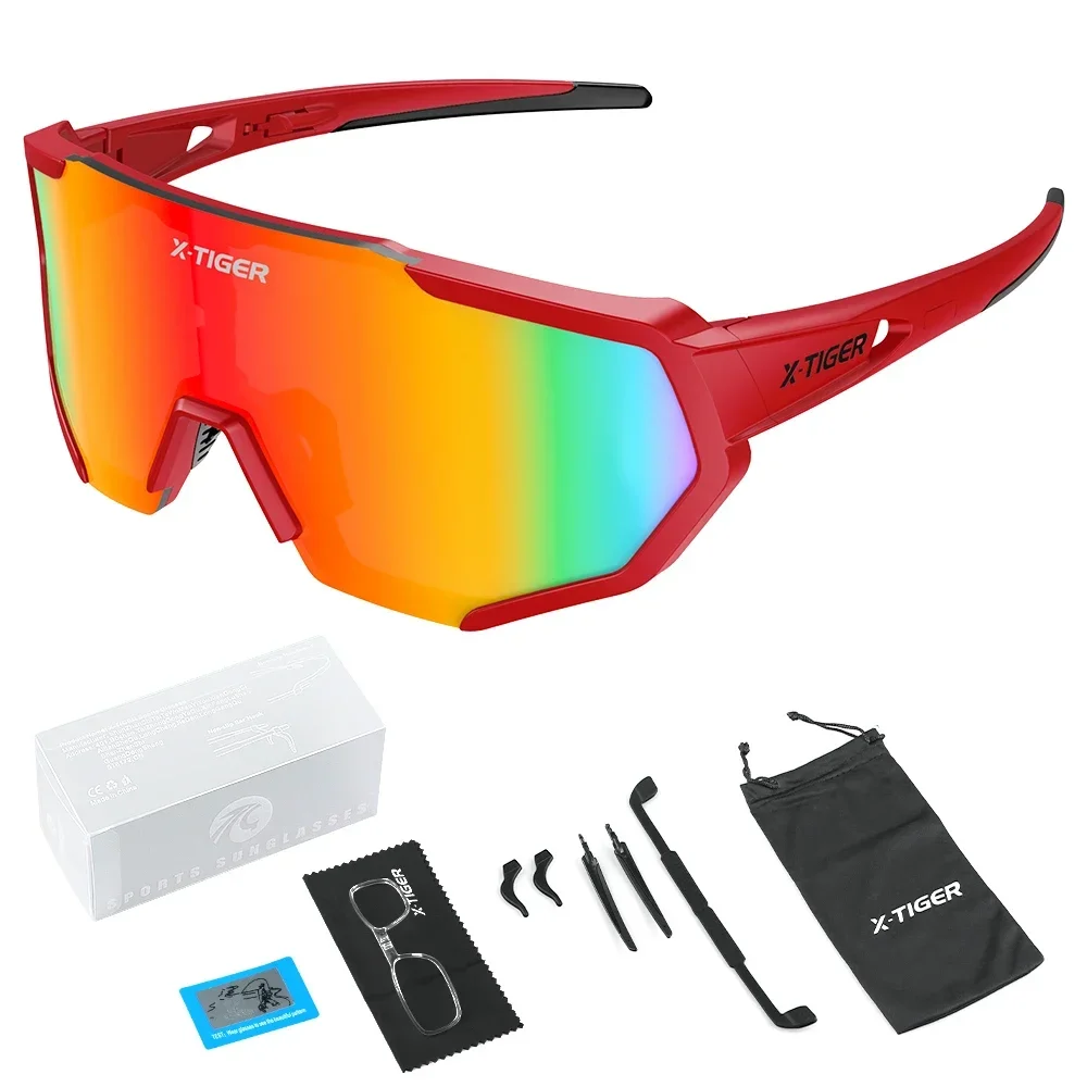 X-tiger landsvägscykel polariserade cykelglasögon  uv400 herr- och damglasögon utomhussporter landsväg mtb cykel ridglasögon solglasögon: Gul