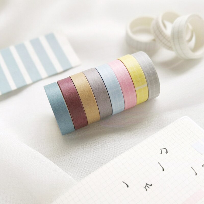 4 Stks/set Effen Kleur Washi Tape Set Leuke Masking Tape Kawaii Decoratieve Plakband Grid Washi Tape Scrapbooking Stok Label