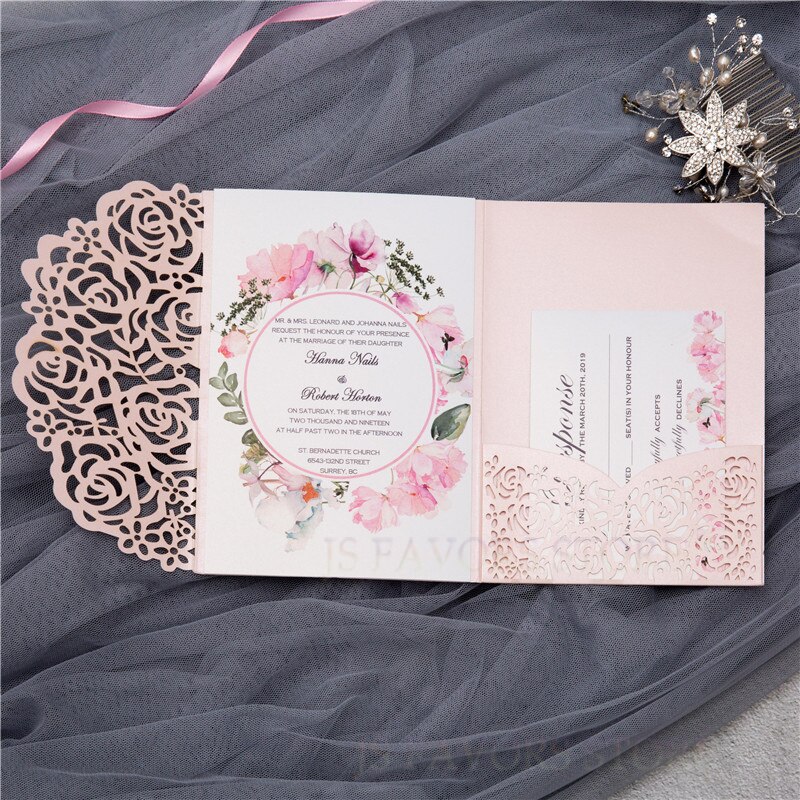 Annual meeting card Blank 40pcs pink Lace shape birthday party engagement wedding invitation card: 1 pcs as picture