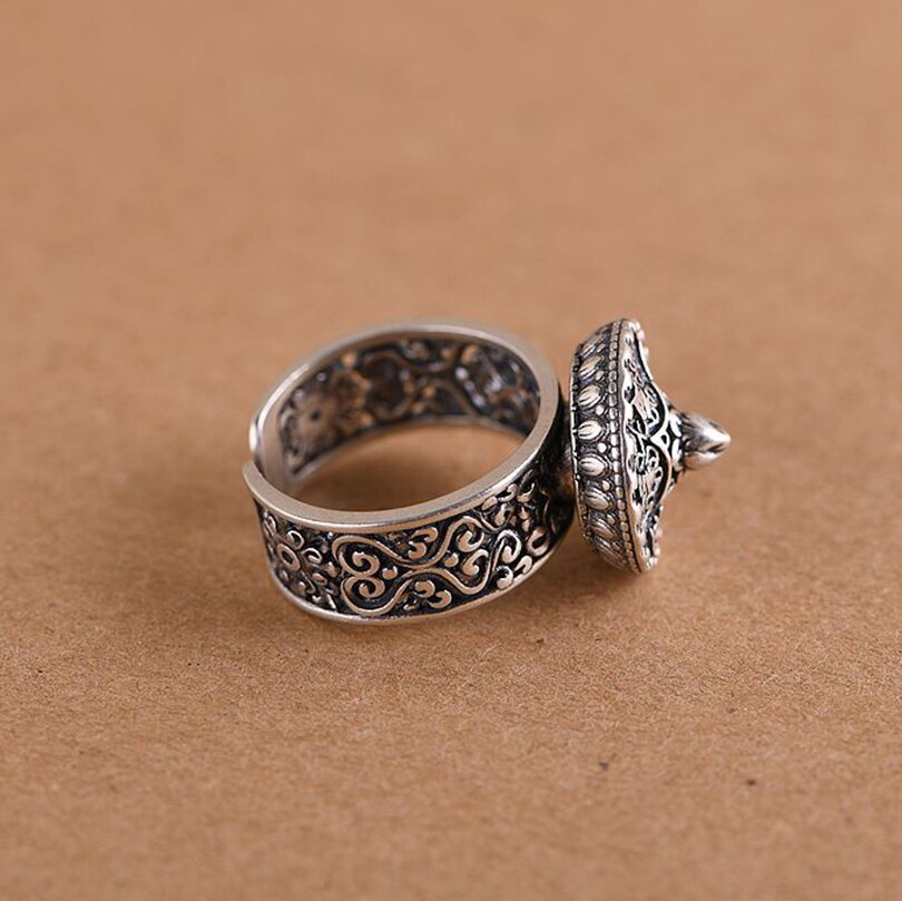 BALMORA Reale Dell'argento Sterlina 925 Tradizionale a Sei Carattere Proverbio Open Rotante Anelli per Le Donne Dell'annata Gioelleria Raffinata E Alla Moda Anelli