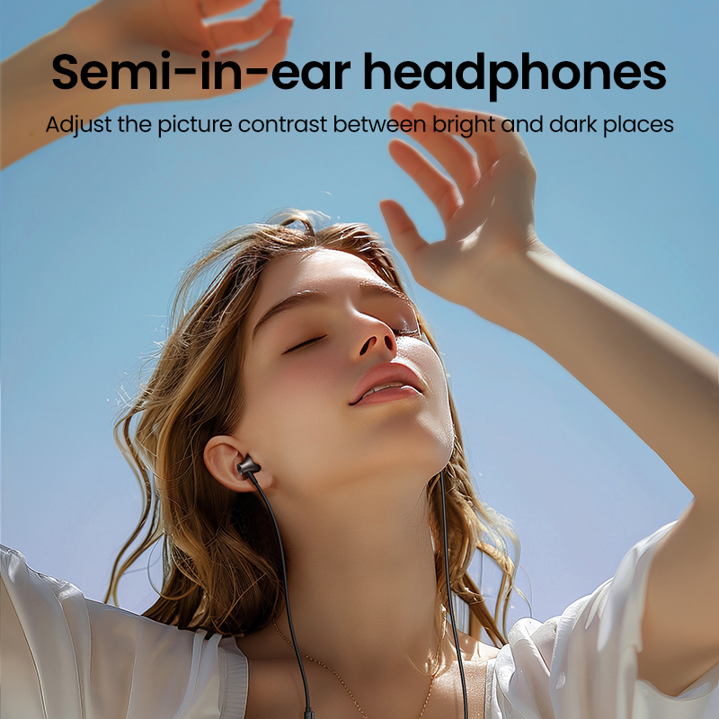UGREEN Auriculares semiabiertos con cable USB tipo C de 3,5 mm con micrófono, auriculares con cable, auriculares estéreo HiFi, para la mayoría con conector de 3,5 mm