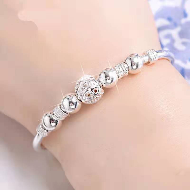 Beliebte marken 925 Stempel Silber farbe Charme glück perlen Armreifen für frauen armbänder Party hochzeit Engagement schmuck