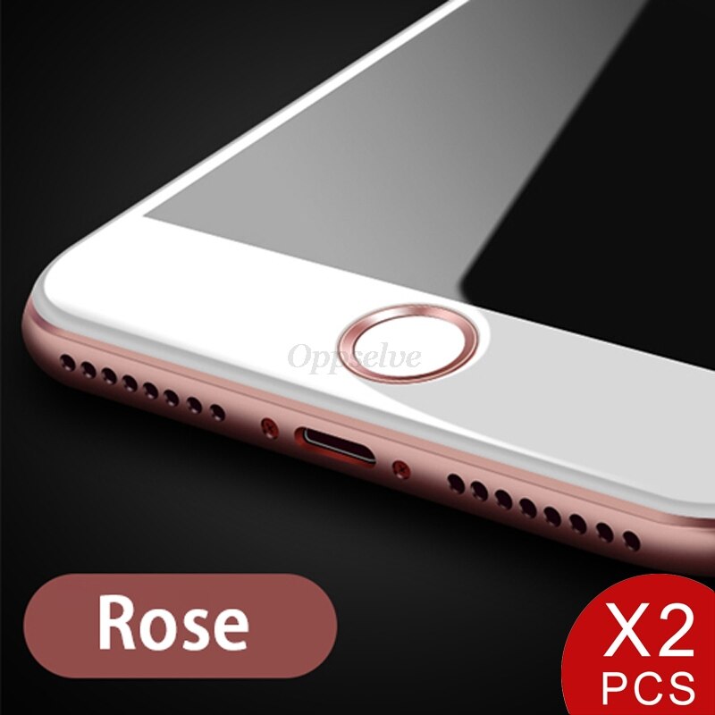 Pegatina de botón de inicio Universal para iPhone 8, 7, 6, 6S Plus, 5, iPad 2, 3, 4, Mini identificación táctil de huellas dactilares, pegatinas protectoras contra el sudor, 2 uds.: Rose Gold