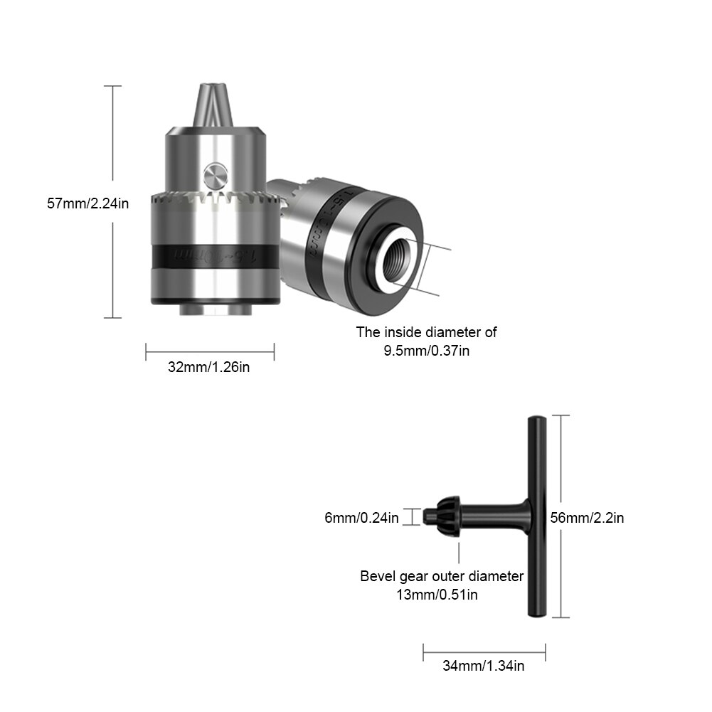 M10 Electric Angle Grinder, 10mm Chuck Electric Drill Conversion Adapter for 4 "Electric Angle Grinder with Key