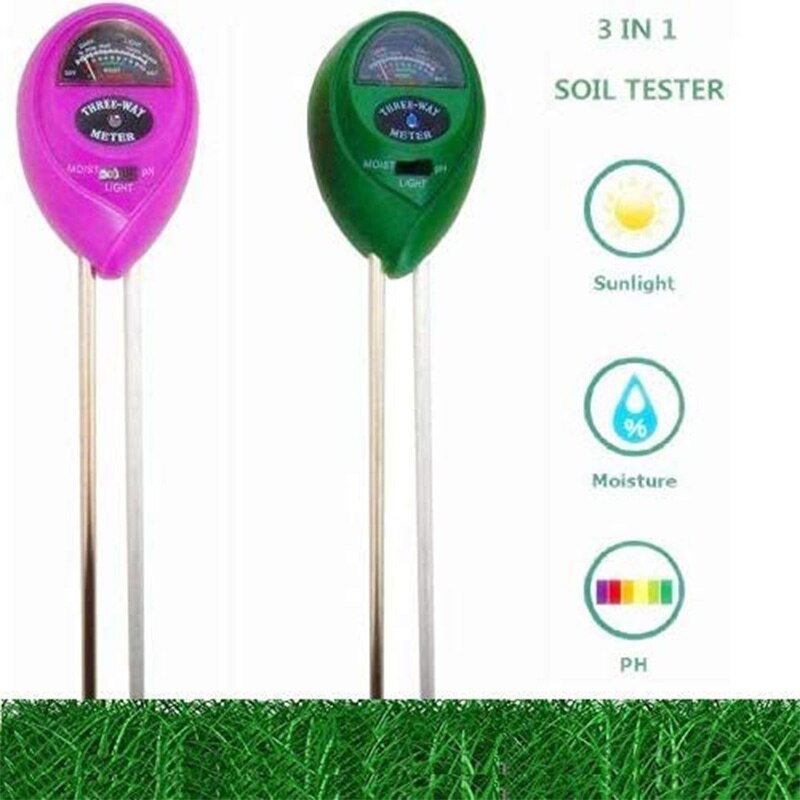 3-In-1 Soil Tester Kit for Moisture, Light PH Soil Meter, Pack of 2 Plant Care Soil Test Kit for Garden, Farm, Lawn