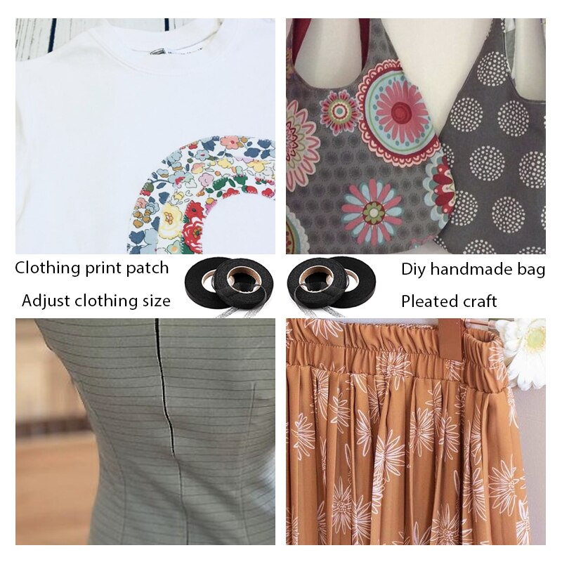 Fita para tecidos com cola adesiva, derrete em ferro, dupla face, patchwork, costura, acessórios de costura, diy