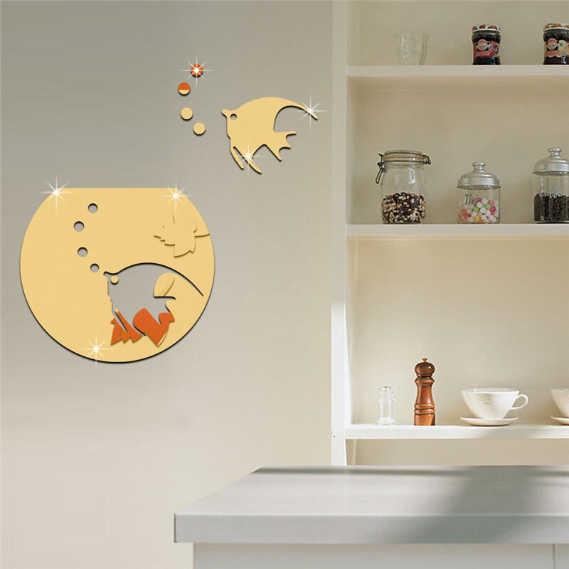 3d akryl veggklistremerke akvarium speil fine carving room diy veggmaleri hjemmedekal dekor bakgrunnsbilder