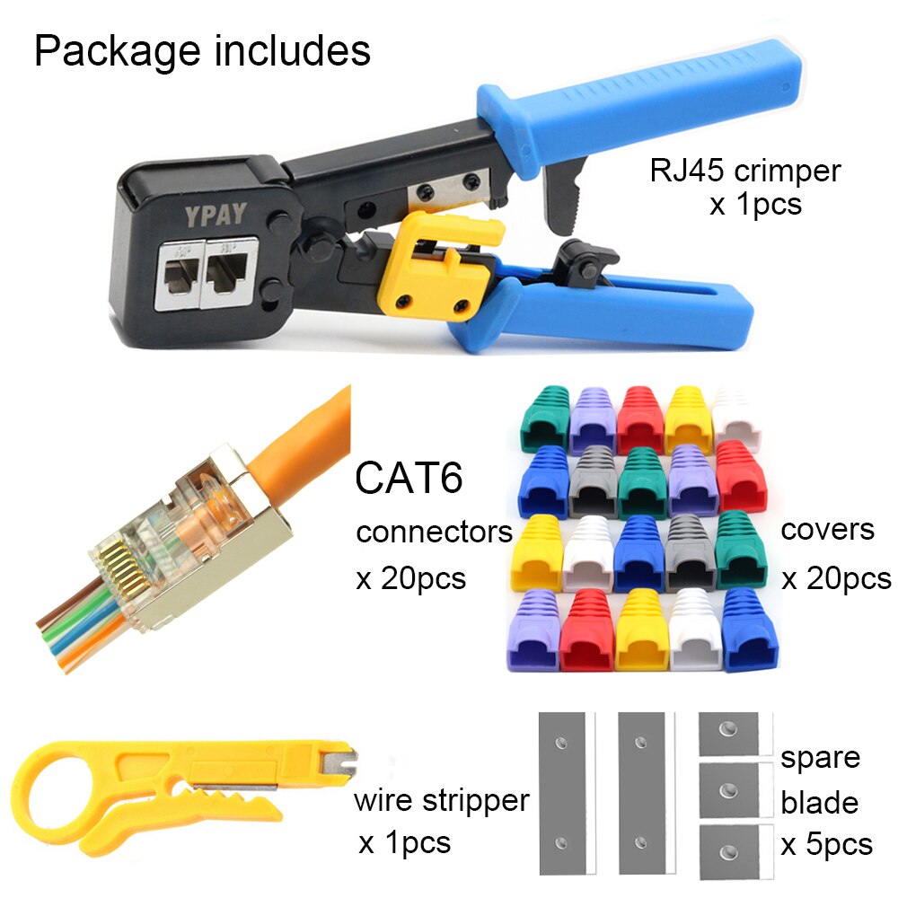 YPAY – pince à sertir de câble rj45, outils réseau, rj12 cat5 cat6 8p 6p rj 45 pince de serrage multifonction: package C