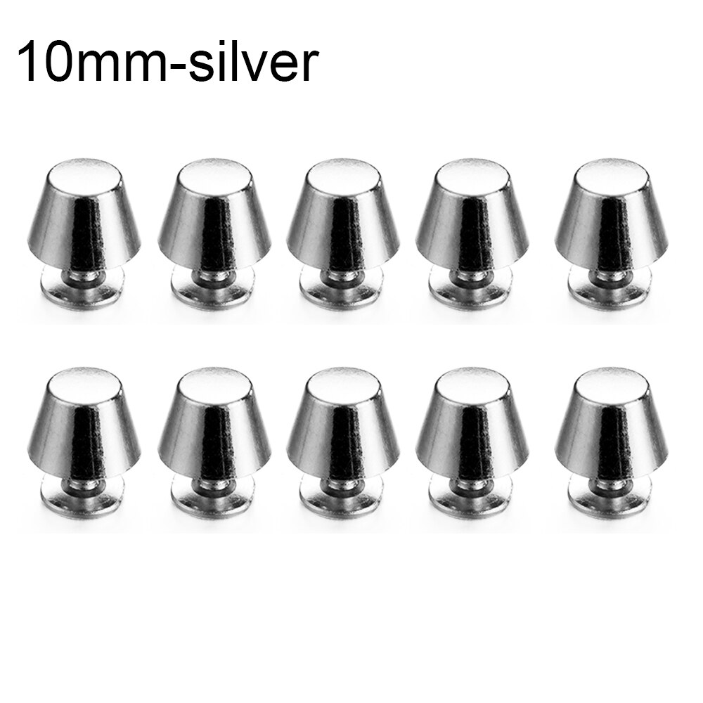 10Set 10/12Mm Band Klinknagels Solid Nail Bolt Ronde Kop Schroeven Emmer Dome Lederen Craft Kleding/tas/Schoenen Doek Knop Metal Nail: 10mm silver