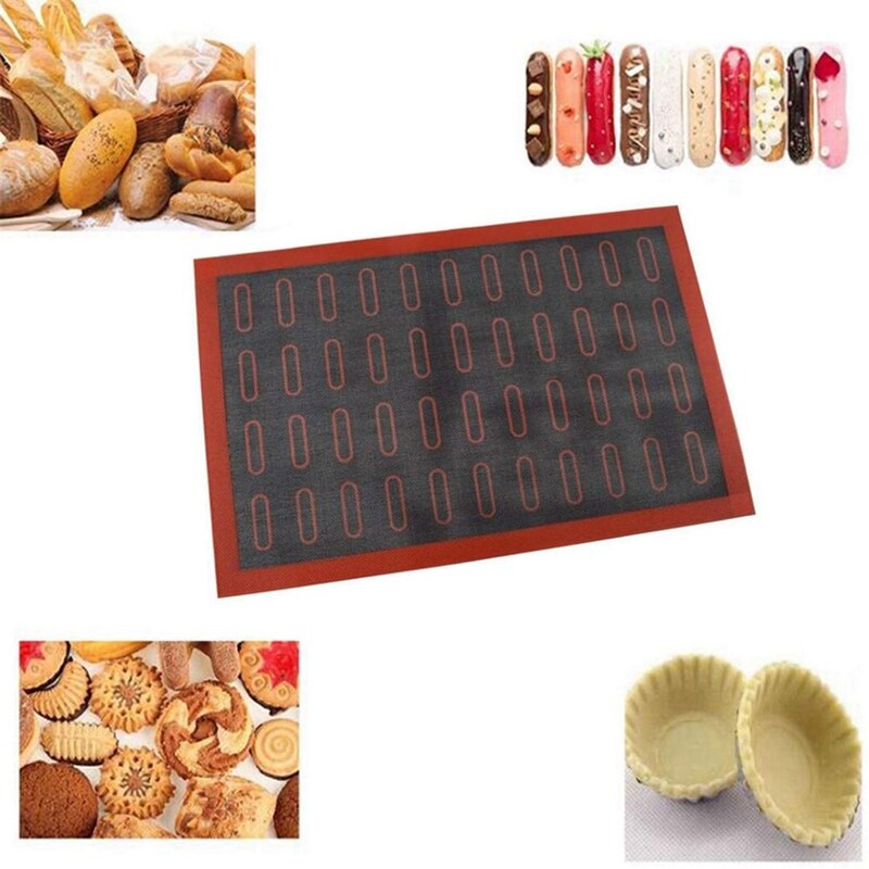 1x Baking Mat Bread Baking Sheets Non-Stick Oven 44 Eclair Sheet Liner Bakeware Mat & 30x Small Wooden Spoons