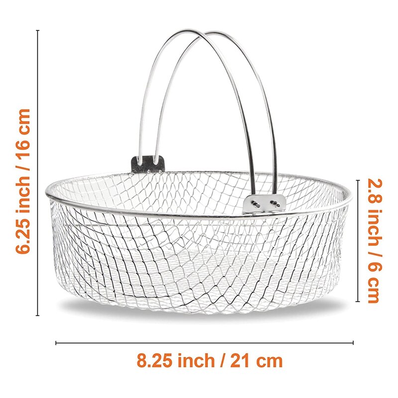 Air Fryer Basket For Mesh Steamer Basket For Ninja Foodi 6.5 8Qt Air Fryer Basket Air Fryer Crisping Basket With Handle