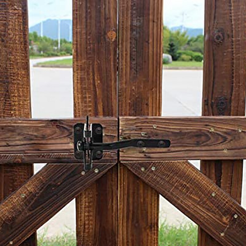 3 Pcs Zelfsluitende Poort Klink Automatische Zwaartekracht Hendel Voor Hout Hek Gate, Deurklinken, Staal, Zwart