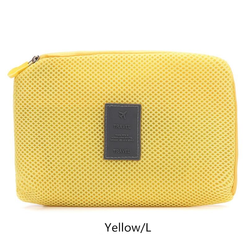 antichoc voyage numérique USB chargeur câble étui pour écouteurs maquillage cosmétique organisateur accessoires sac: Yellow-L