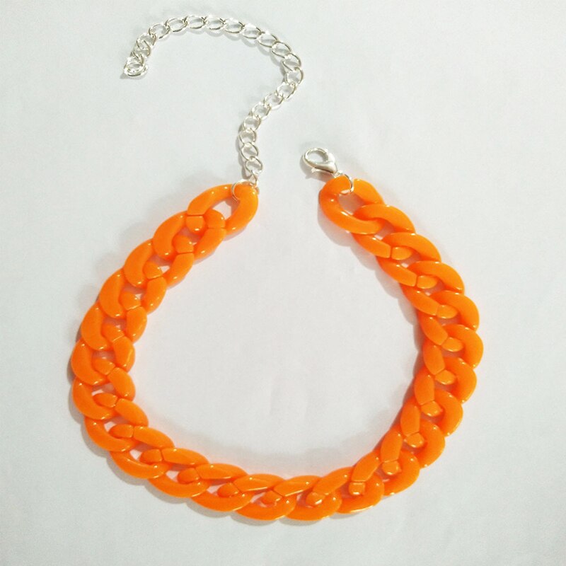 Collar acrílico grueso para mujer y hombre, Gargantilla larga de plástico Bohemia, colgante, de joyería Declaración: Orange