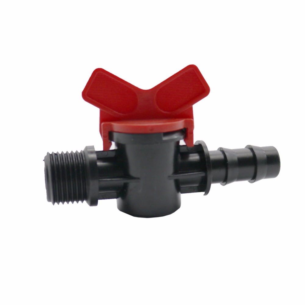 2PCS 1/2" Pipe to DN16(mm) PE Pipe Valve Switch Garden 1/2" Male By-pass Valve Drip Irrigation Tools Watering System Fittings