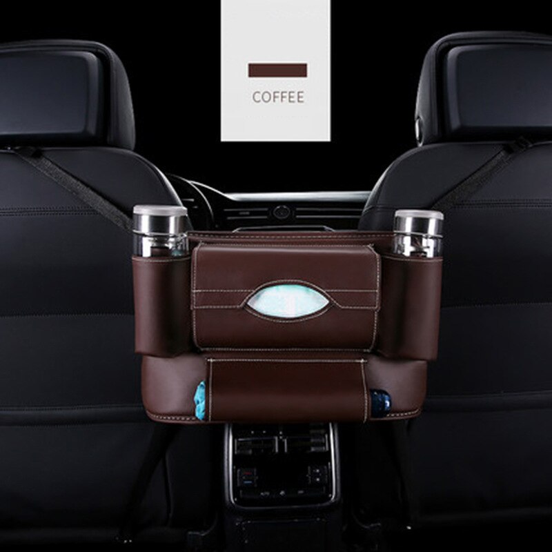 Advanced Car Net Pocket Handbag Holder PU Leather Between Car Seat Storage Black PU Leather Stowing Tidying Bag Interior: 03