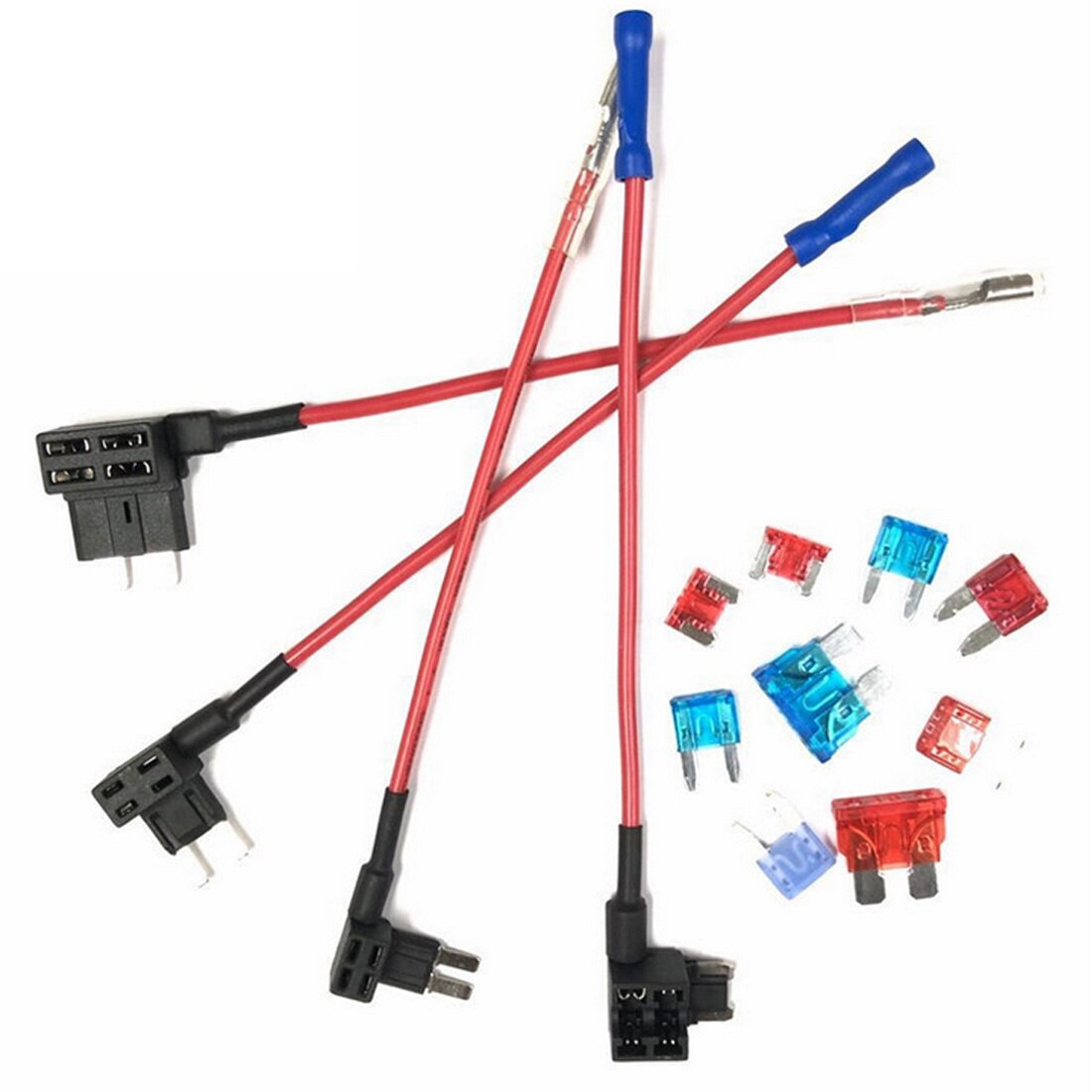 12V Size Car Fuse Holder Add-a-circuit Piggy Back Fuse Tap Adapter with 10A Micro Mini Standard ATM Blade Fuse