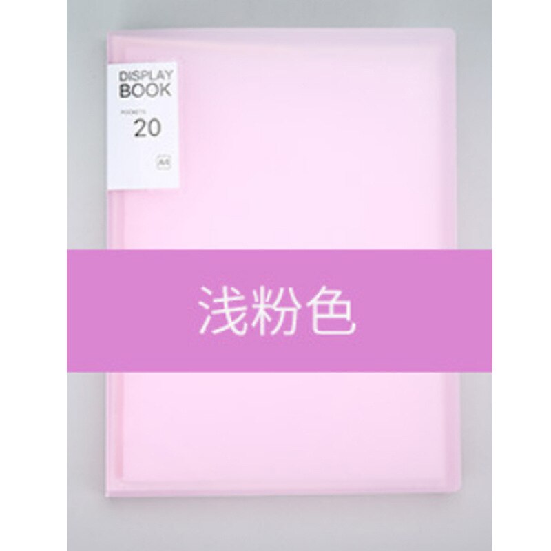 A4 Map 1Pc Candy Kleur Plastic Insert Transparante Data Boek Pp Multi-layer Losbladige Map Student Papier mappen: 60 page Pink