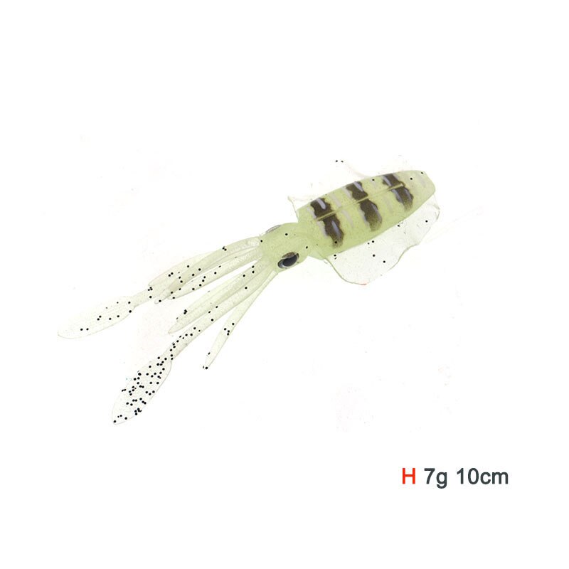 1pc Fishing Soft Squid Lure 7g 10cm Luminous/UV Squid Jig Fishing Lures For Sea Fishing Wobbler Bait: H