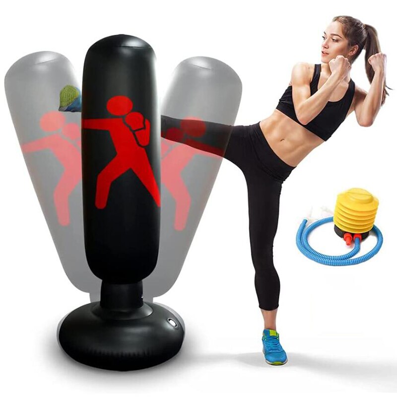 Inflatable Boxing Punching Bag Fitness Punching Bag Fitness Equipment Tumbler Boxing Pillar Taekwondo Training for Kids Adults