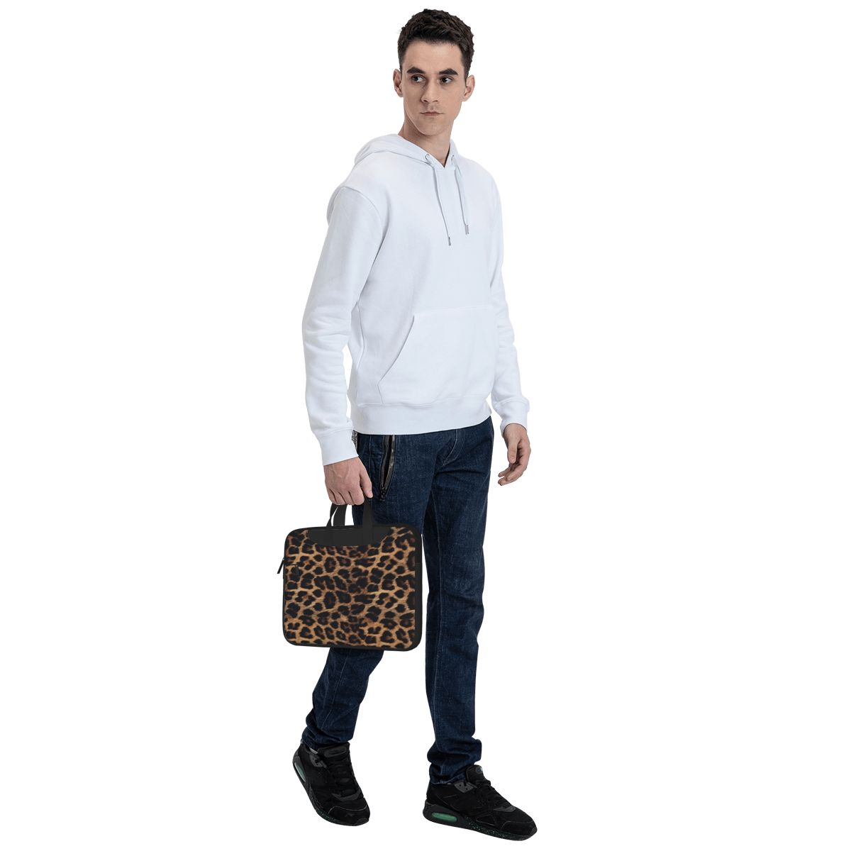 Luipaardprint laptoptas beschermhoes computertas 13 14 15,6 inch crossbody laptoptas voor Macbook Pro Air
