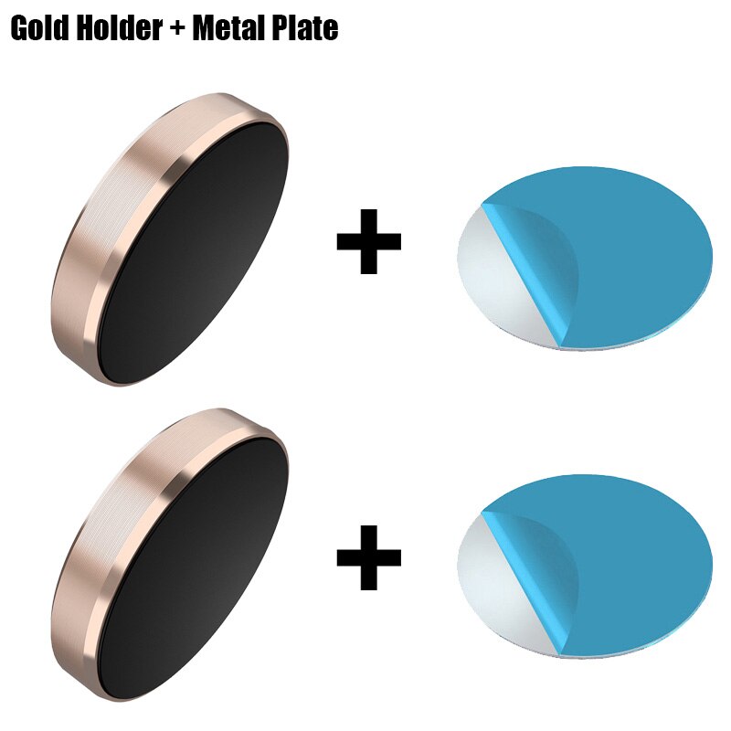 Soporte magnético para teléfono móvil, 2 uds., redondo, para salpicadero de coche, soporte de montaje para teléfono móvil, adhesivo de imán de pared Universal: Gold