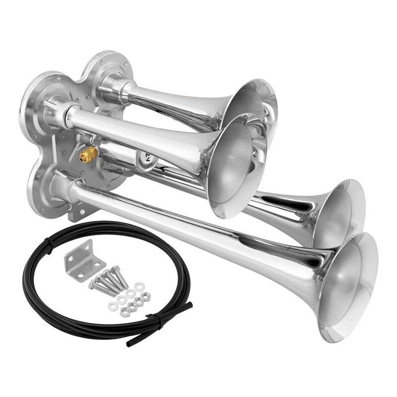 Loud 149dB 4/Four Trumpet Train Air Horn with 12V Electric Solenoid Zinc alloy