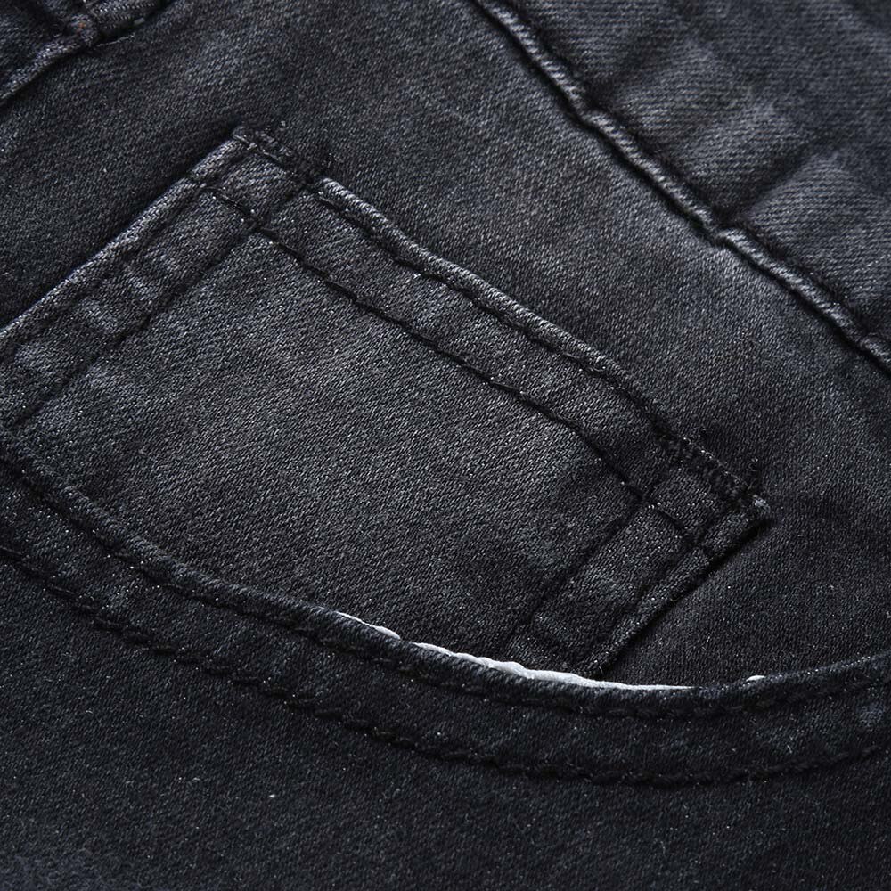 Mens Cool Brand Black Jeans Skinny Ripped Destroyed Stretch Fit Hop Hop Pants With Holes For Men Jeans Trousers#h3