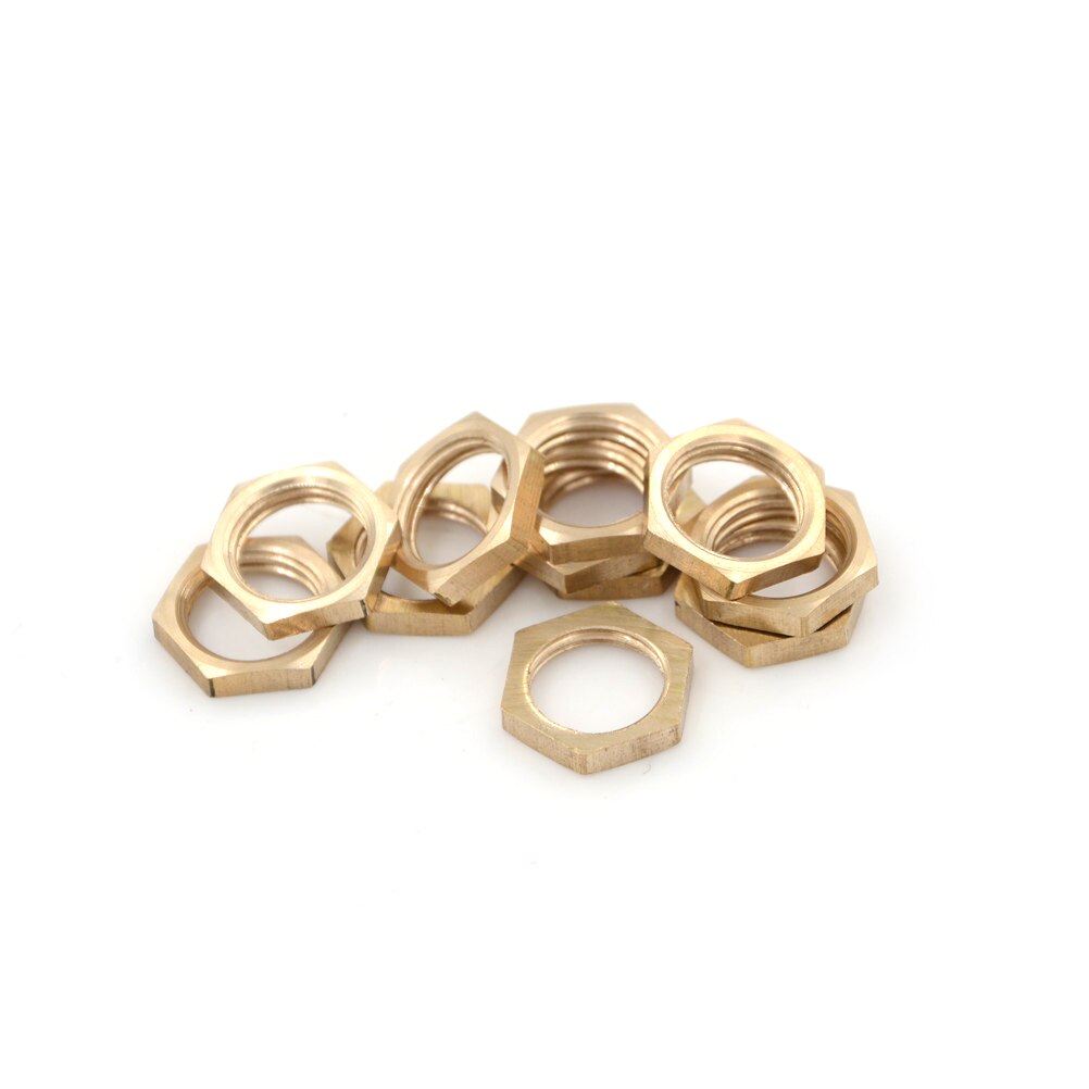 10Pcs 1/4" BSP Female Thread Brass Hex Lock Nuts Pipe Fitting