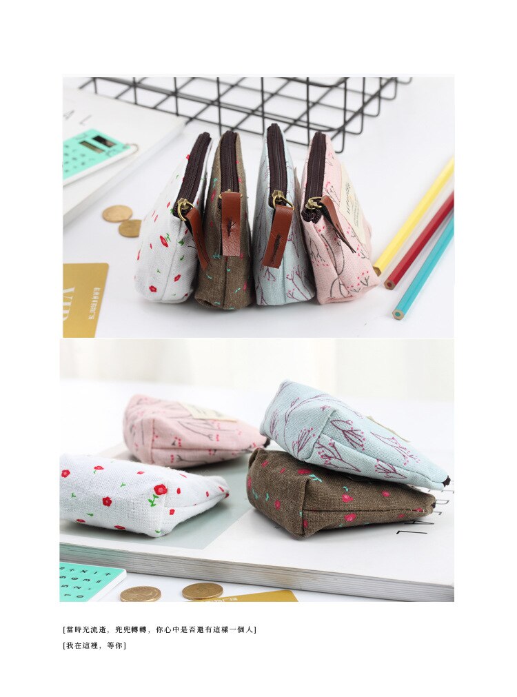 Newest Coin Purses Popular Women Floral Pattern Coin Purse Zip Bag Child Girls Boys Mini Wallet Portable Handbag Zipper Canvas