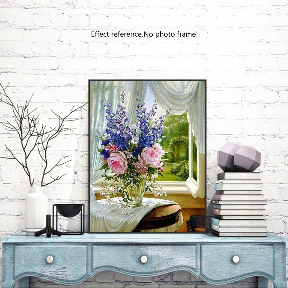 Evershine DIY Diamond Embroidery Flowers 5D Diamond Painting Full Square Window Picture Of Rhinestones Diamond Mosaic Wall Decor