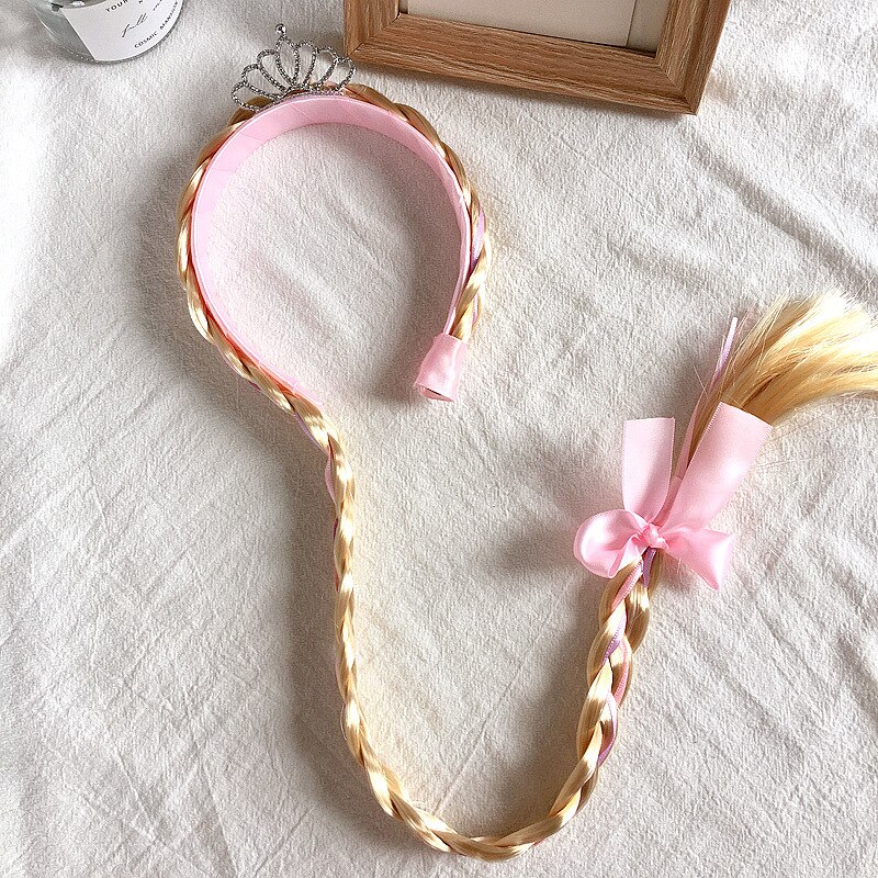 Eenvoudige, schattige cartoon sneeuwvlok kroon pruik met strass steentjes, vlechten, kinderhoofdband voor meisjes, haaraccessoires