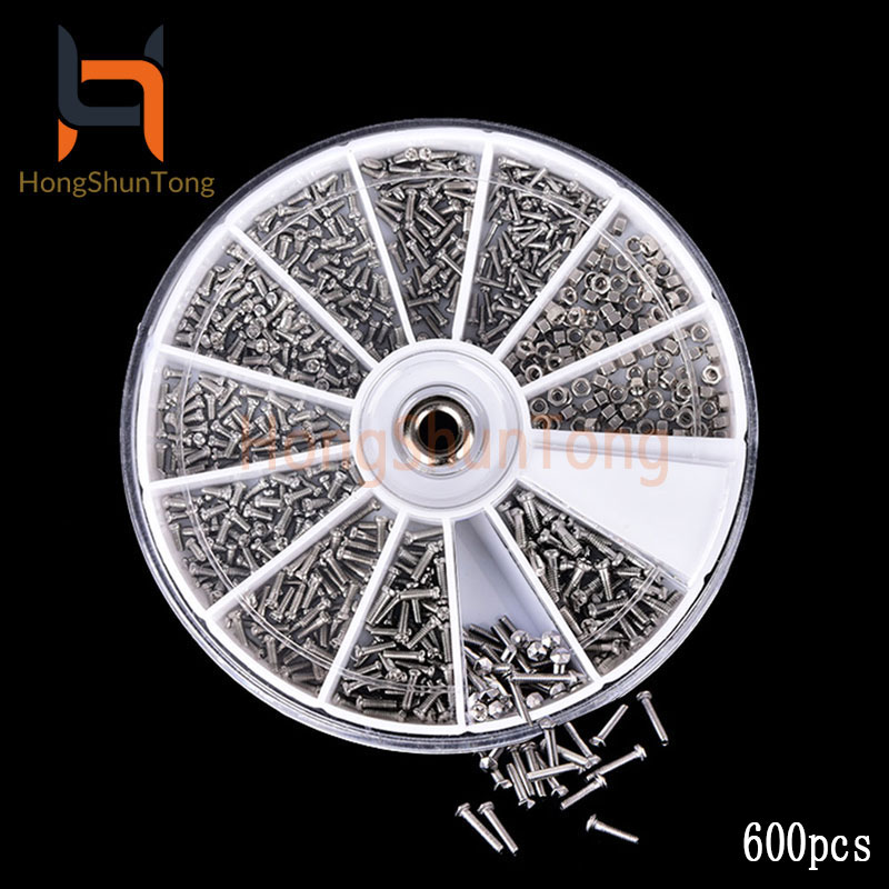 600pcs/set 12 Kinds of Stainless Kit Repair Part Tools For Watch Eye Glasses Clock Steel Small Screws Nuts Tool for Watch glass