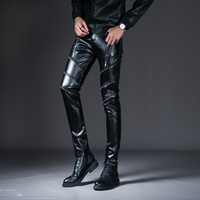 Pantalones De cuero con cremallera para Hombre, pantalones De invierno a prueba De viento y calor para Hombre, pantalones De calle Hip Hop Ropa De Hombre, pantalones para Hombre