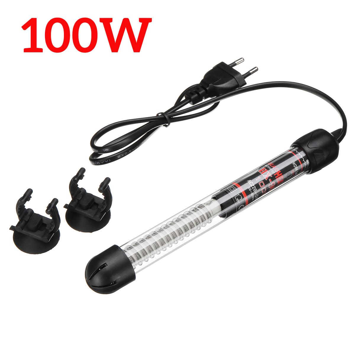 220V Adjustable Temperature Thermostat Heater Rod 50W/ 100W/ 200W/ 300W Submersible Aquarium Heater Fish Tank Water Heating: 100W