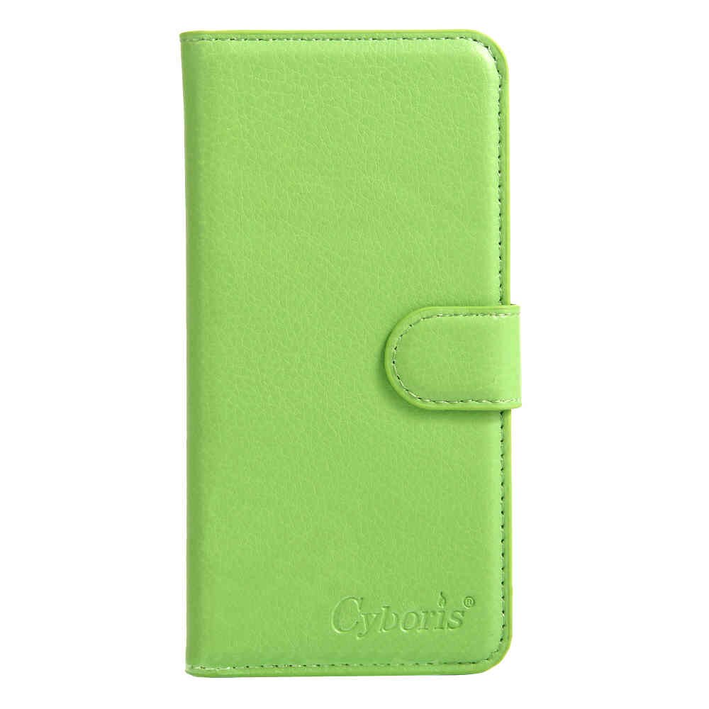 Funda para Motorola Droid Turbo 2 Cyboris para Moto X Force XT1585 XT1581 Flip Lichee Funda de cuero PU con tarjeta ranura para los titulares: green