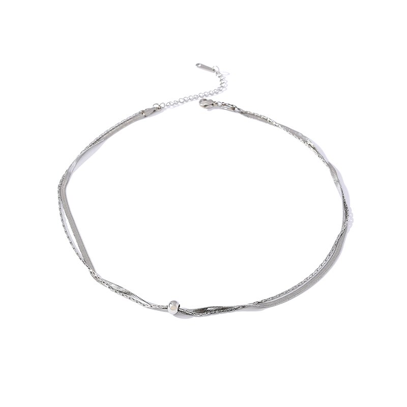 Yhpup Statement Kraag Choker Rvs Ketting Voor Vrouwen Charm Metalen Collares Sieraden Mode Ketting: Silver