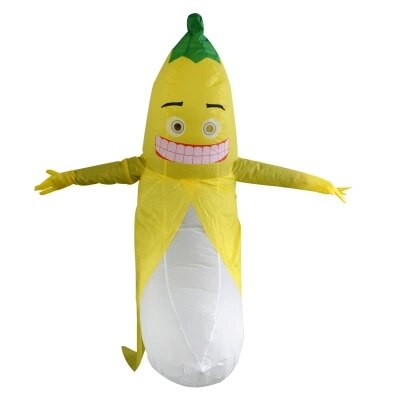 Adulto divertido inflable fruta Banana disfraces traje amarillo mascota Banana disfraz Halloween Purim Stag 1,5 m-2 m: Default Title