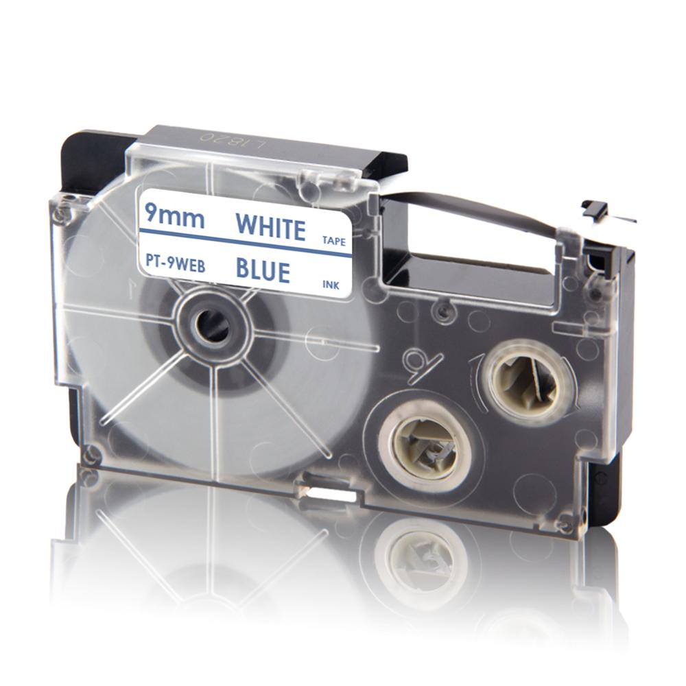 UniPlus XR-9WE Label Tapes Compatible Casio 9mm XR 9WE Black on White for KingJim Label Printer KL-M5 KL-M6 KL-M7 KL-M20 KL-M30: Blue on White