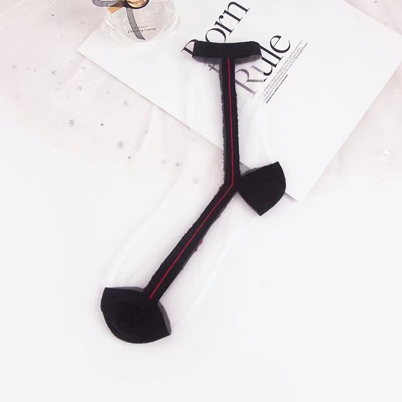 Chaussettes d'été de Style coréen pour femmes, irrégulières, transparentes, fines, verre, soie, , mignonnes, couleur bonbon, cristal: 8