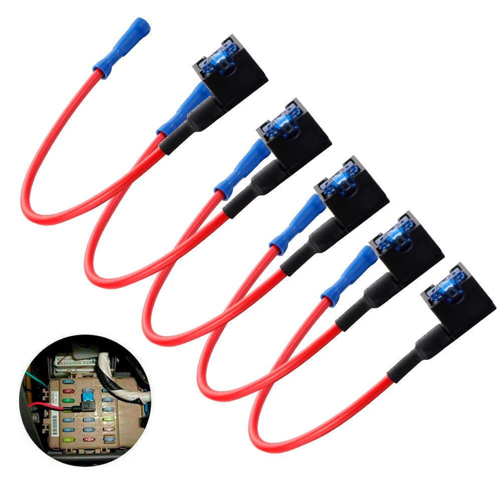 5 stk. legg til en krets sikringsventil bil mini mikroblad sikringsholder 12v lavprofil holder adapter sett biltilbehør
