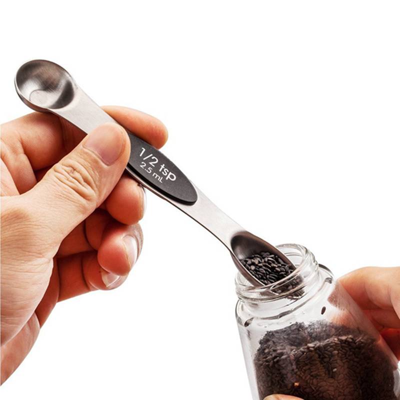 Magnetic Measuring Spoons Stainless Steel Measuring Spoons Set of 5 for Measuring Dry and Liquid Ingredients on Cooking and Baki