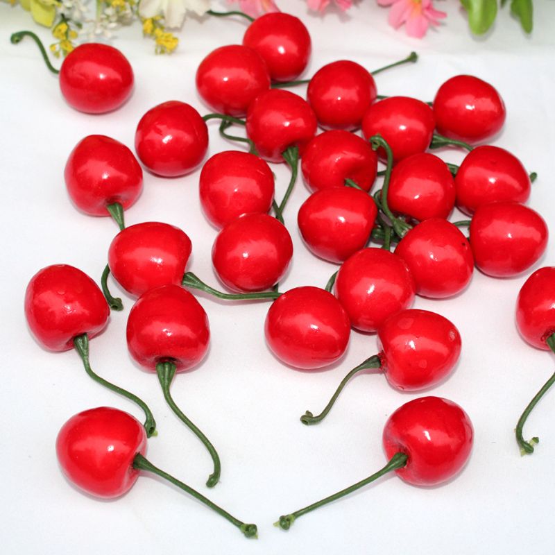 20 stks/zak Herbruikbare Levensechte Simulatie Kleine Kersen Kunstmatige Rood Fruit Model voor Fotografie Studio Foto Achtergrond Props