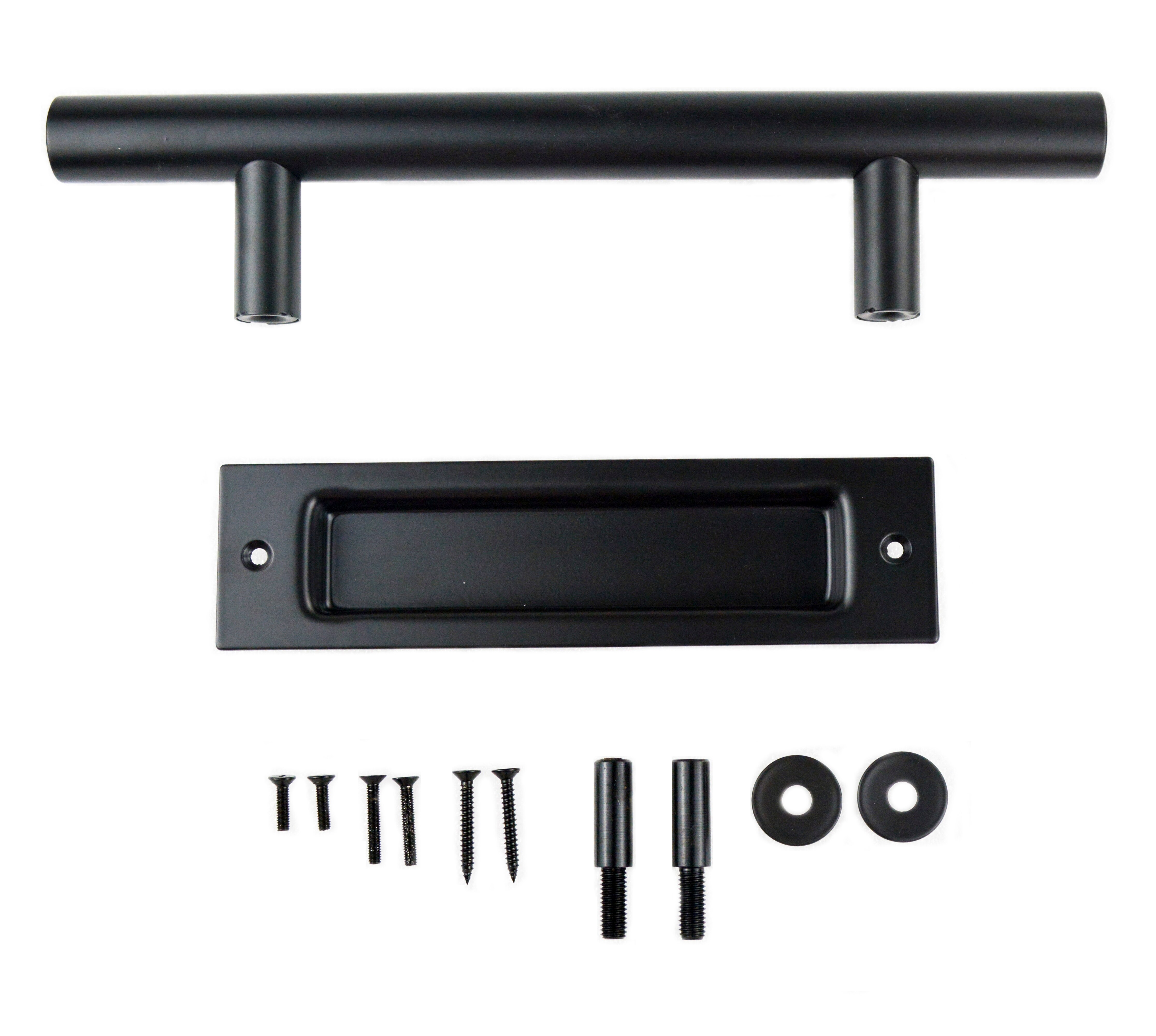 DIYHD 12“ Smooth Barn Door Two Side Black Handle Bar Flush Pull