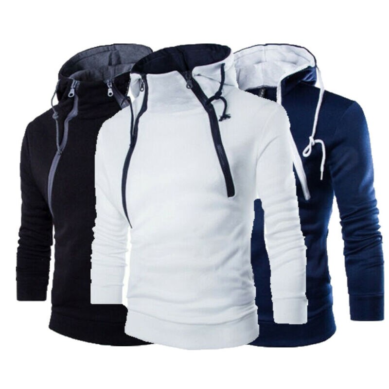 Męska bluza z kapturem Slim bluzy z kapturem Sport jesień sweter na wiosnę Zipper stojak kołnierz Fitness znosić M-XXXL